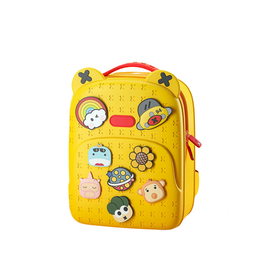 Hemasa Kids Cute Lightweight Silicone Backpack School Bag with 8pcs Cartoon Tags for 6-12Y Child Kindergarten Primary School Gift