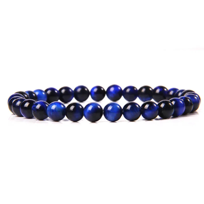 Hemasa  6mm Natural Stone Beads Bracelet/ Blue Tiger Eye/ lapis lazuli Beads Stretchable  Bracelet