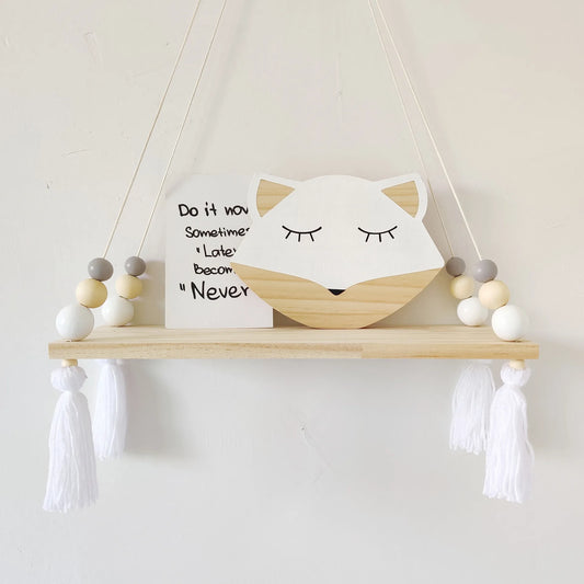 Kids Room Decorative Wooden Shelf Natural Wood Wall Hanging Shelves Nursery Baby Bory Girl Kids Room Storage Decoration Shelf
