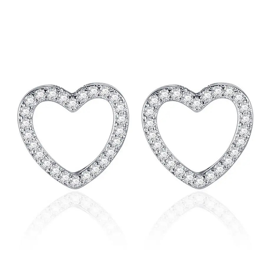 925 Sterling Silver Geometric Star Heart Square Mosaic Zirconia Stud Earrings For Women Silver 925 Jewelry S-E539