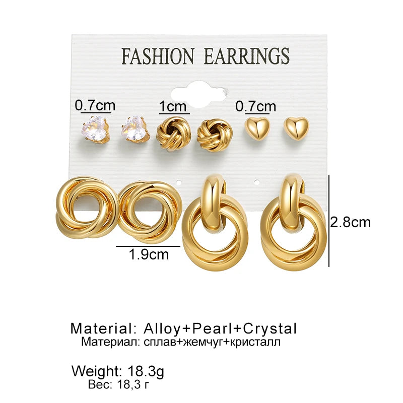 Hemasa Set of  Earrings For Women Crystal Pearl Stud Earrings Set Hanging Earrings 2021 Trend Jewelry Gift