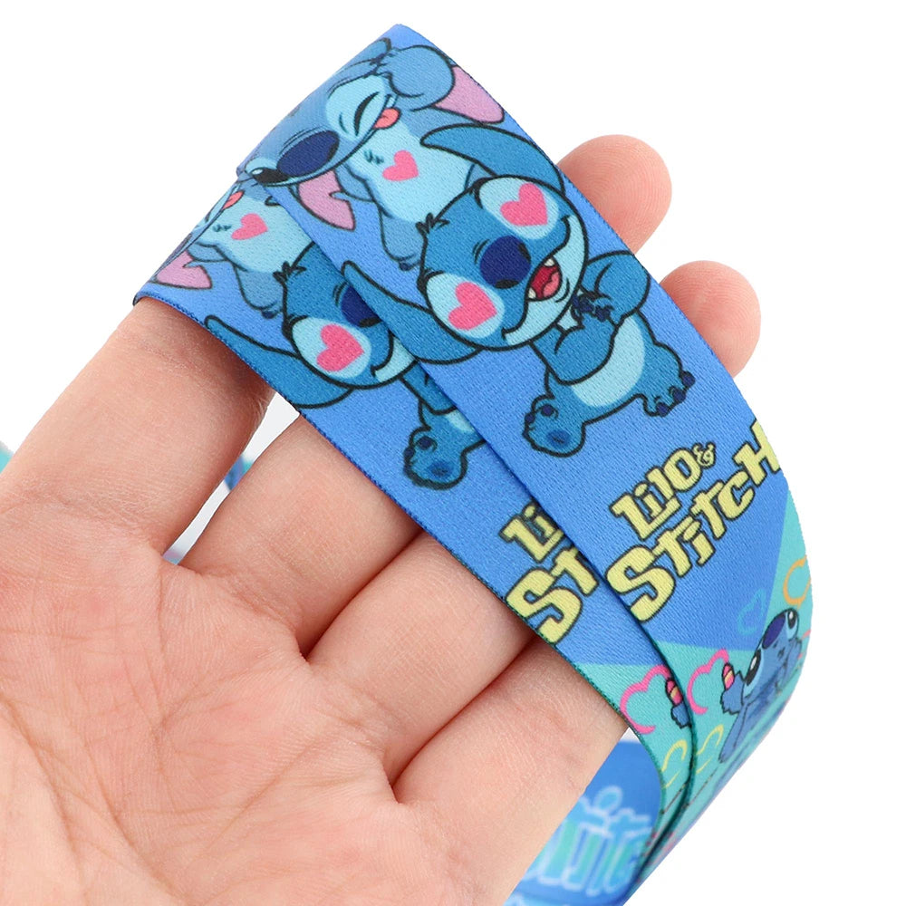 YQ774 Stitch and Pink Angel Lanyard Phone Strap for Keys ID Badge Holder Neck Strap Key Chains Cord Hang Rope Lariat Gift