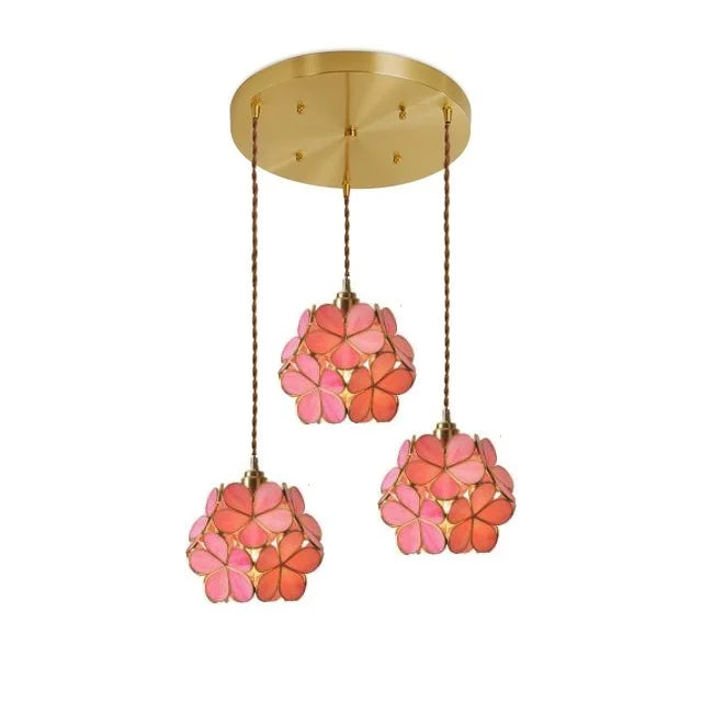 IWHD Nordic Flower Copper Pendant Lighting Fixtures Bedroom Dinning Living Room Glass LED Pendant Light Fixtures Luminaria