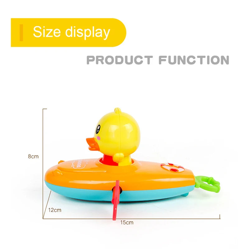 1 pcs Cute Cartoon Bath Toys Classic Water Toy Back Rowing Boat  Baby Bathing Swim Duck Chain Clockwork Toy for Children