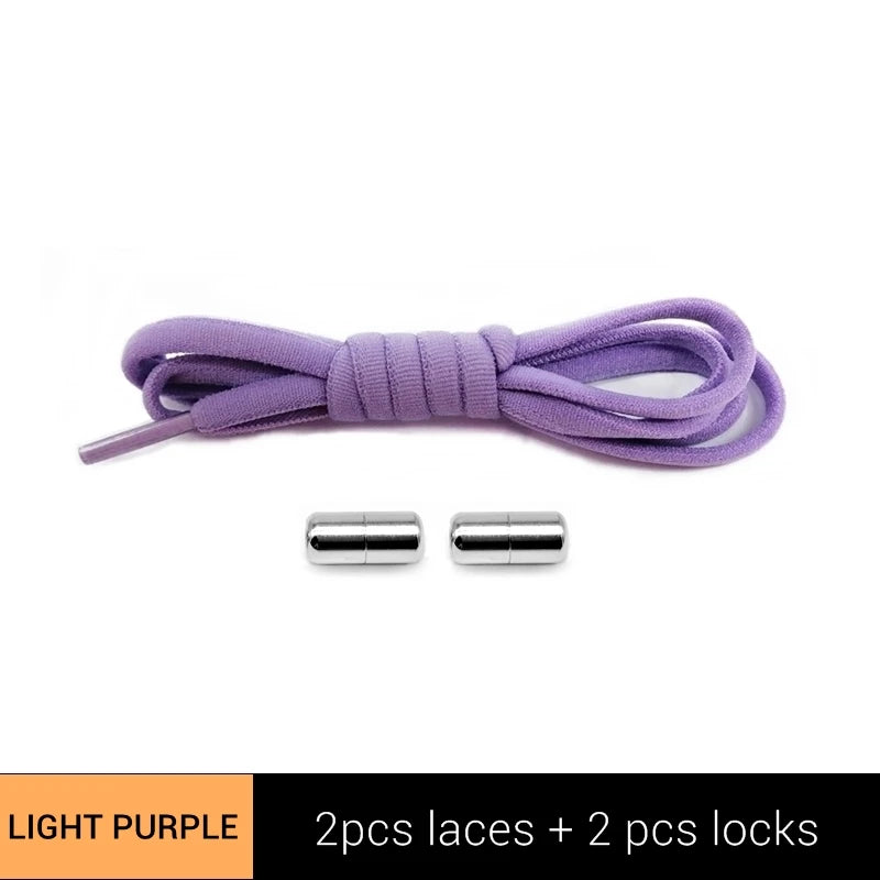 New Version Elastic No Tie Shoelaces Metal Lock Shoe Laces For Kids Adult Sneakers Quick Shoelaces Semicircle Shoestrings