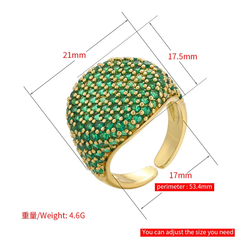 Tejesa  gold color Candy Crystal Ring for women CZ Zircon Opening women Ring