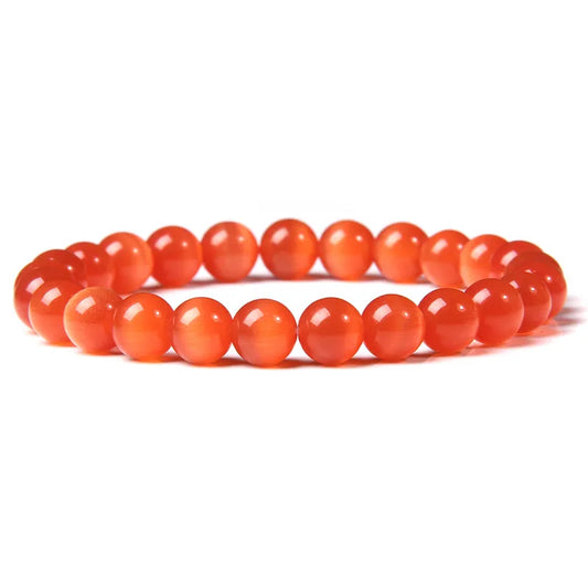 Tejesa 8 mm Colorful Cat Eye Stone Beads Elastic  Bracelet Jewelry
