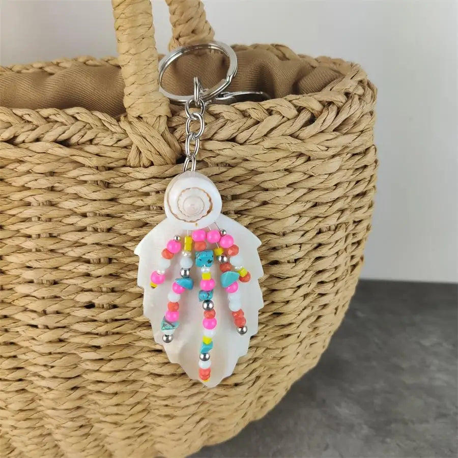 Leather Tassel With Colorful Pompons Handbag Accessorise Boho Style Keychains For Women Keyring Jewelry