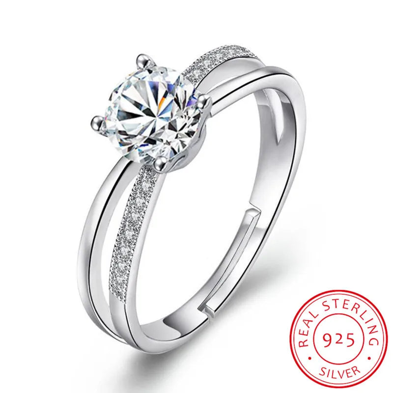 925 Sterling Silver Wedding Ring For Women Cross Zirconia Luxury Opening Ring anel de prata Valentine's Day Present S-R131