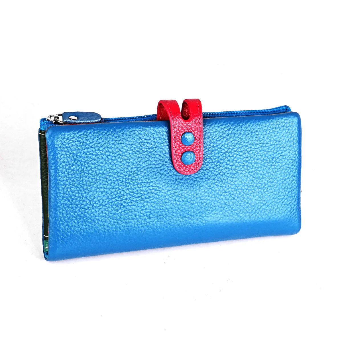 Tejesa Genuine Leather Long Clutch Ladies Purse with Zipper Pocket/ Colorful Phone Wallet