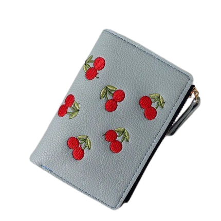 Hemasa New Cherry Fruit  Embroidery Women Purse Wallets Fashion Simple Students Wallet Small PU Leather Wallet Mini Card Holder Bags