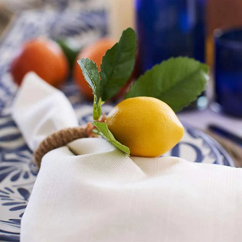 Hemasa 10PCS Handmade Napkin Rings /Yellow Faux Lemon  Napkin Rings for Wedding /Dinner/ Party