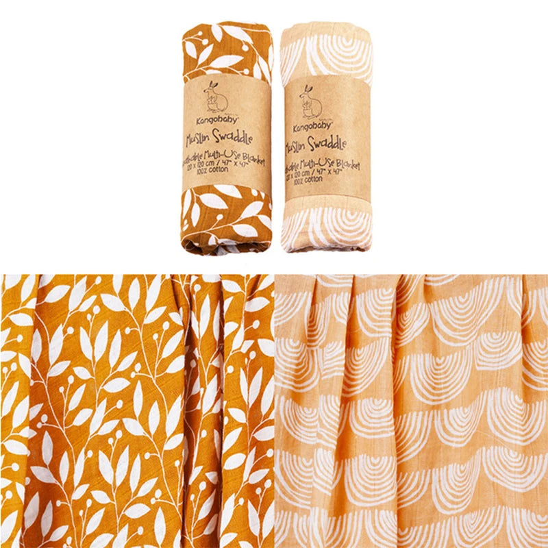 Tejesa 2pcs Set 100% Cotton Baby Muslin Swaddle Blanket / Newborn Bath Towel / Infant Wrap