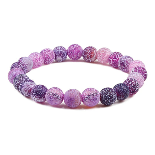 8mm Natural Crack Stone Bracelet Colorful Weathered Stone Stretch Beaded Bracelets & Bangles Women Men Healing Chakra Jewelry