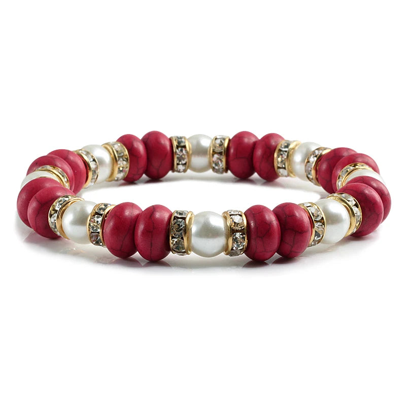 Multicolors Charm Women Beads Bracelets White Crystal Natural Stone Stretch Bracelet Pearl Yoga Jewelry Friendship Gift pulseira