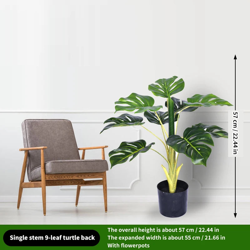 Large Tropical Palm Artificial Turtle, Bamboo Plant Branch, Plastic Turtle Leaves Used for DIY Family, Wedding Decoration
