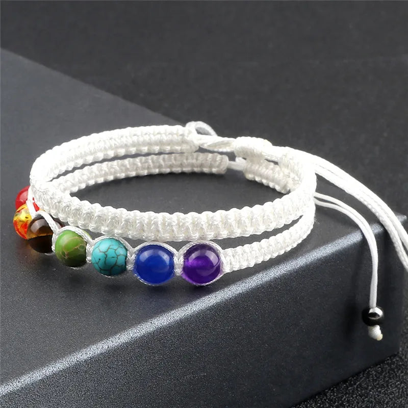 Couple Distance Lucky Bracelet 7 Chakra Black Red White Woven Thread Rope Bracelet Bangles Women Men Charms Bracelet Friend Gift