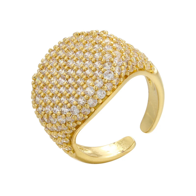 Tejesa  gold color Candy Crystal Ring for women CZ Zircon Opening women Ring