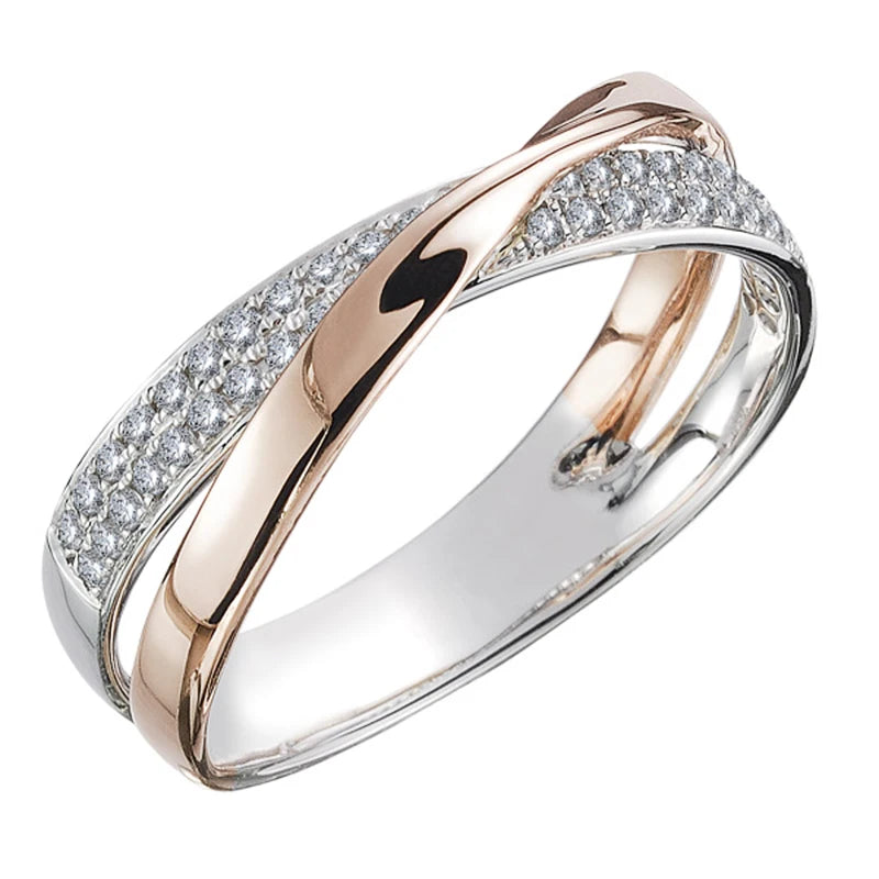 Huitan Delicate Simple Cross Female Ring Love Jewelry Valentines Anniversary Gift Suit Various Occasions Fashion Women Jewelry