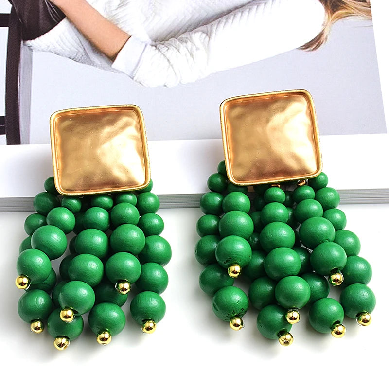 Hemasa  Wooden Drop Dangle Earrings Wedding Jewelry For Women brincos
