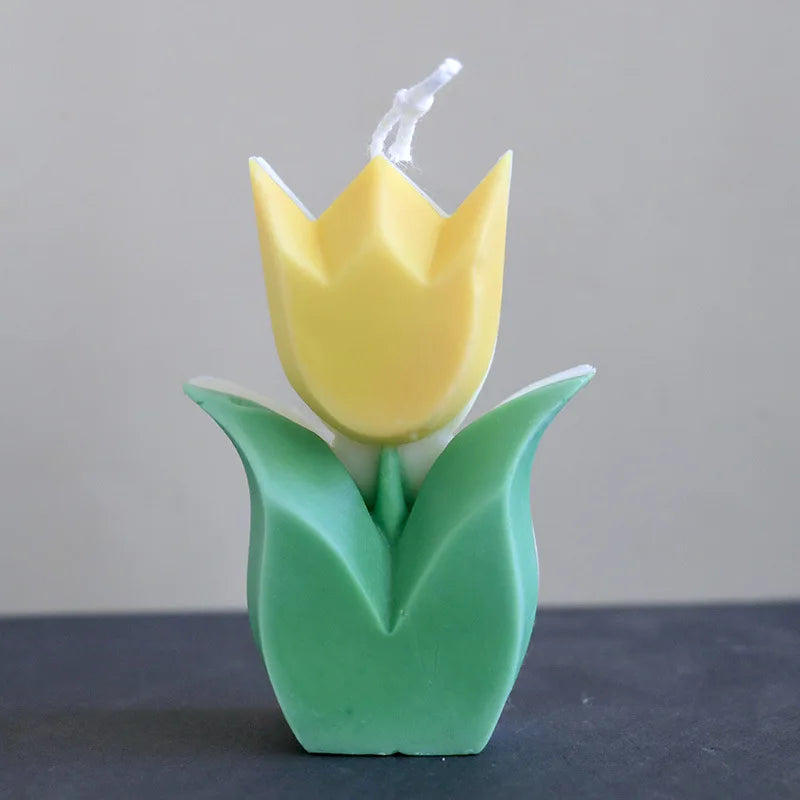 3D Cartoon Tulip Flower Silicone Candle Mold for DIY Handmade Aromatherapy Candle Plaster Ornaments Handicrafts Soap Mould tool