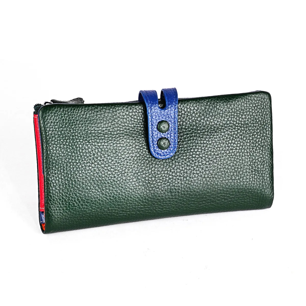 Tejesa Genuine Leather Long Clutch Ladies Purse with Zipper Pocket/ Colorful Phone Wallet