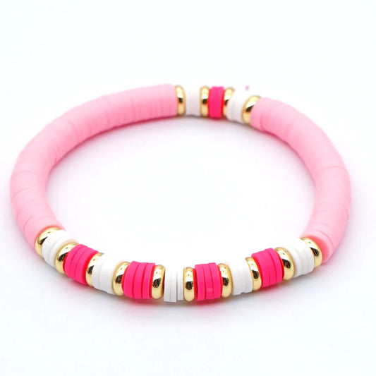 Go2Boho Heishi Disc Bracelet 6mm Polymer Clay Beads Braclet Women Summer 2020 Fashion Jewelry Bohemian Armbanden Pink Bracelets