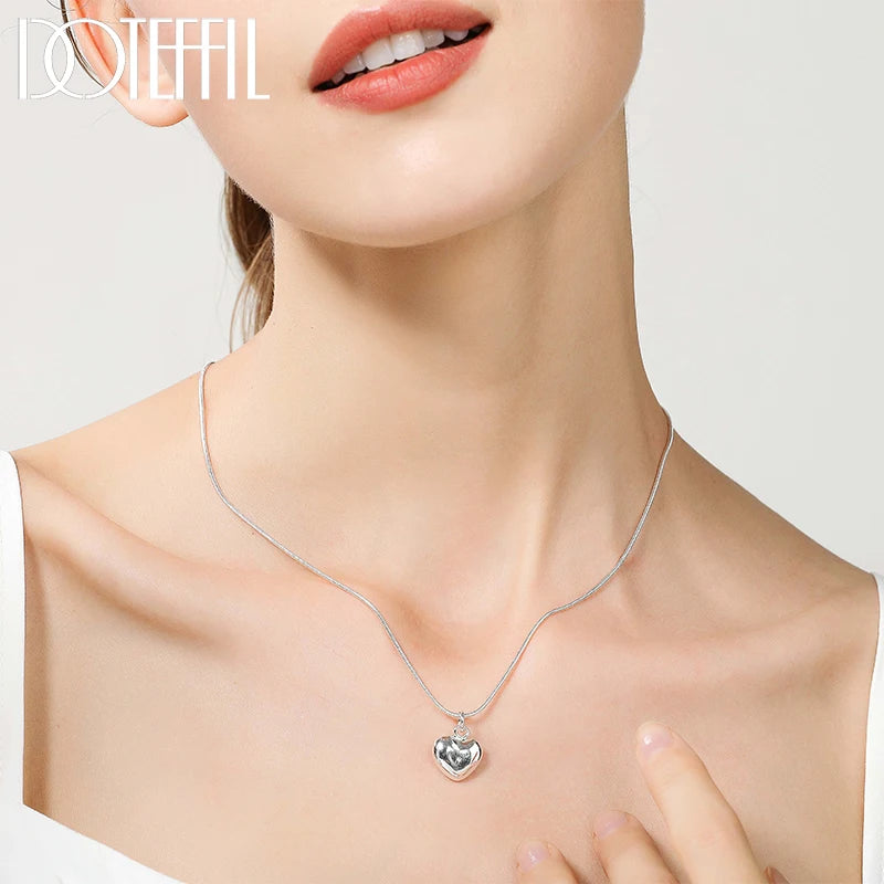 Hemasa  925 Sterling Silver  Small Heart Pendant Necklace  For Women