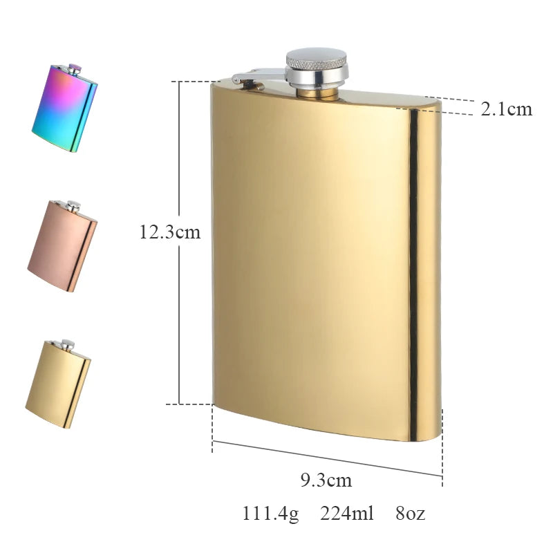 Tejesa 8oz Portable Hip Flask Stainless Steel Hip Liquor Whiskey Bottle Flask With Cap Funnel Travel Tour Drinkware Wine Pot Flagon New