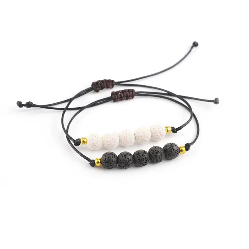 Hemasa Lava Beads Mixed colors minimalist bracelet Natural Volcanic Stone Adjustable Stretch Bracelet&Bangle Jewelry