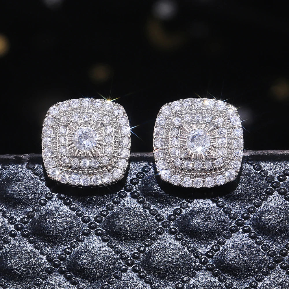 Tejesa  Crystal Zircon Women Stud Earrings/ Silver Color Shiny ear rings