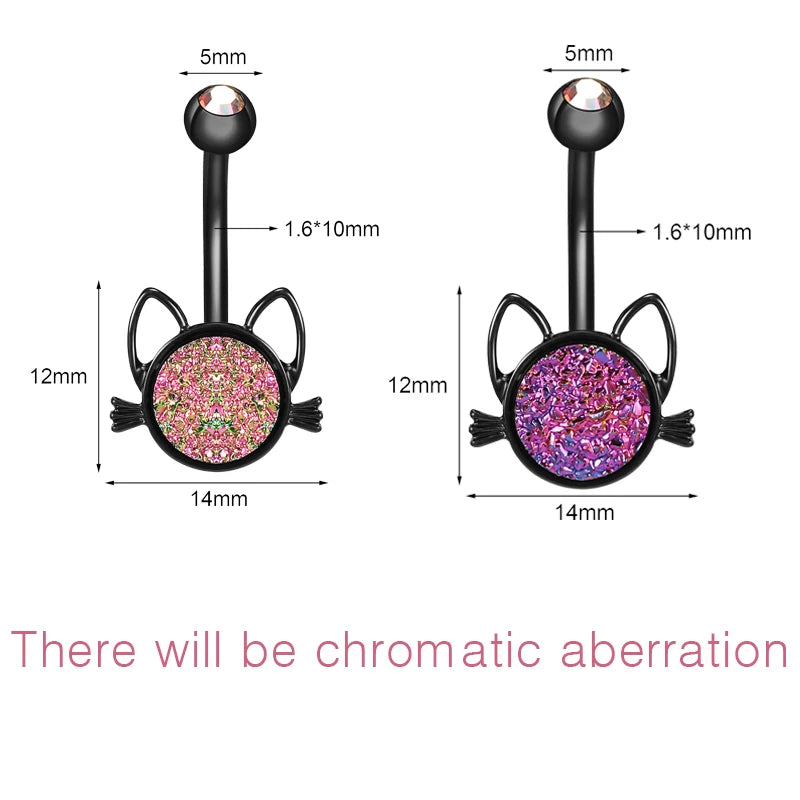 ZS 14G Bat Belly Button Ring Crystal Bat Navel Piercing Black Plated Body Piercing  Red Zircon Bat Belly Piercing Jewelry Women