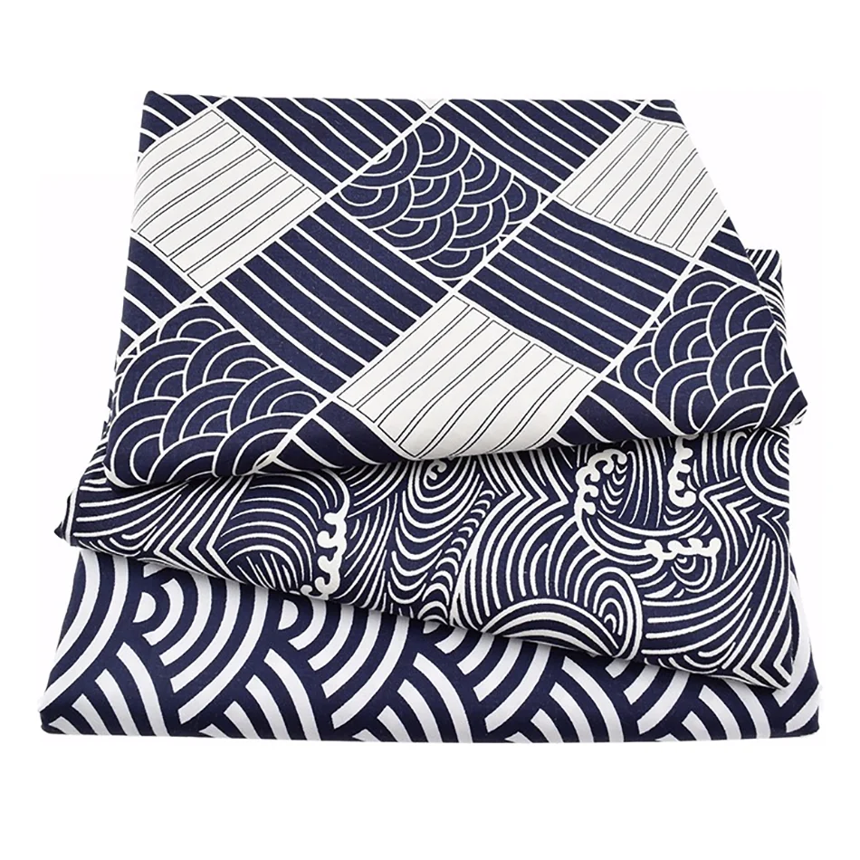 Tejesa  Linen Rectangular Blue Sea Ripple Home Coffee Dining Table Fireplace Microwave Table Cloth Cover