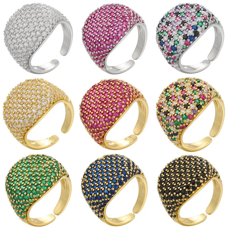 Tejesa  gold color Candy Crystal Ring for women CZ Zircon Opening women Ring