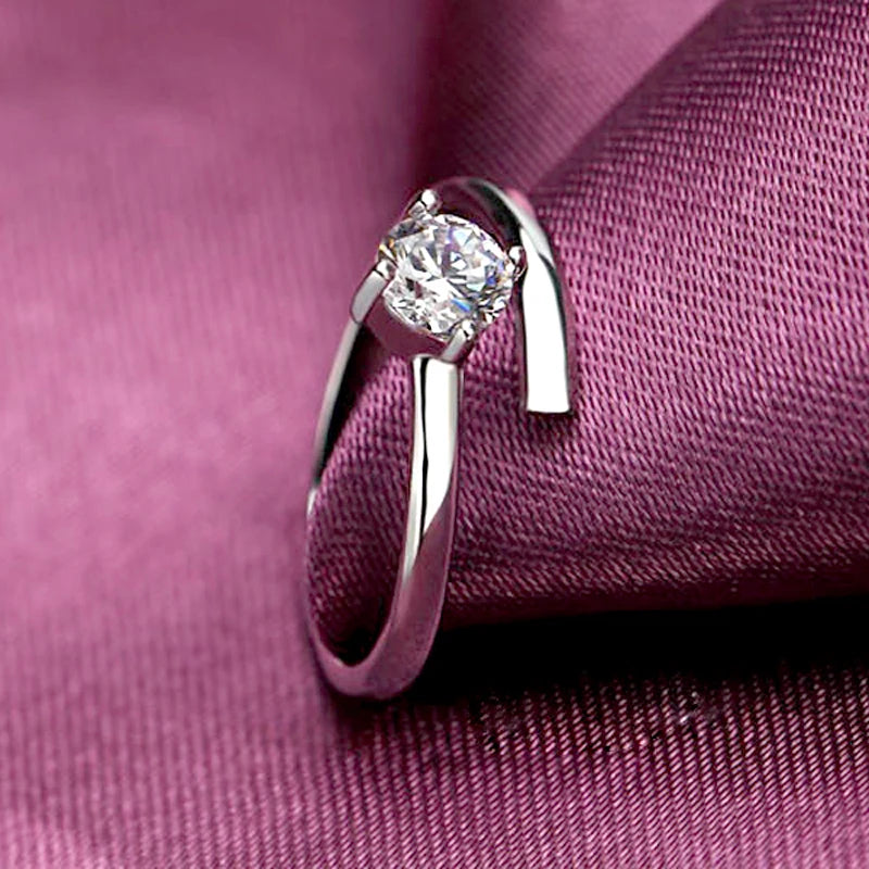 Fashion Hot Sale 925 Sterling Silver Adjustable Sexy Rings Cubic Zirconia Mini Simple Design Finger Ring For Women Jewelry Gift