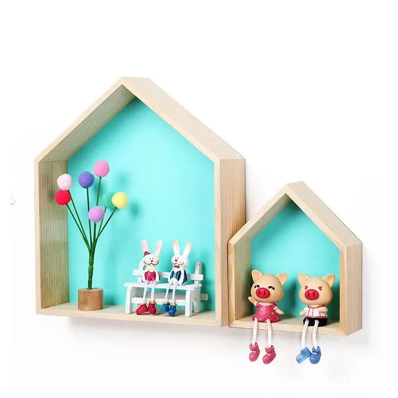 High Quality 2PCS Kids Room Decoration Wooden Shelf For Kids Room Nursery Decoration Wall Wood Shelf  Children Room Wall Shelf