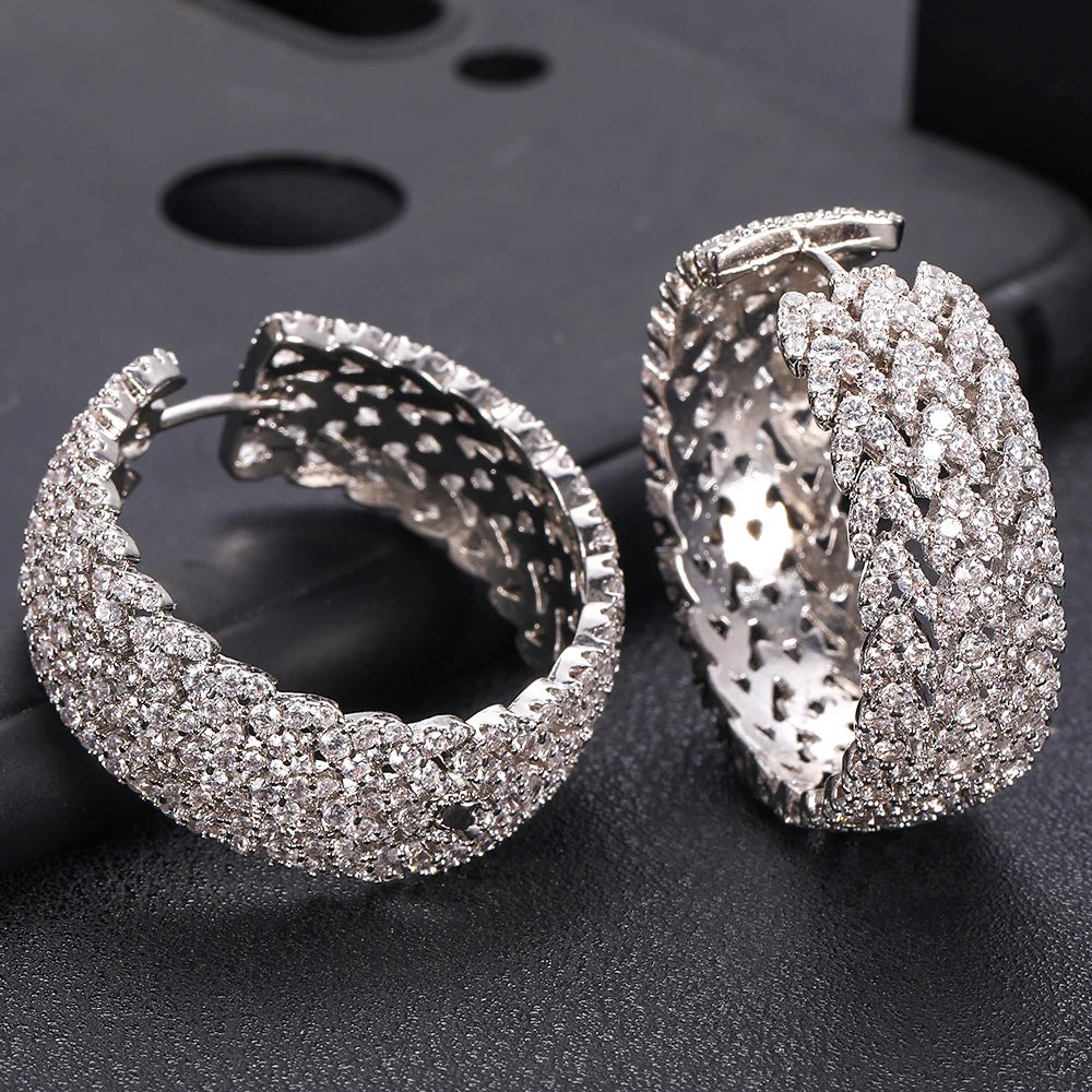 Hemasa  Cubic Zirconia Hoop Earrings For Women