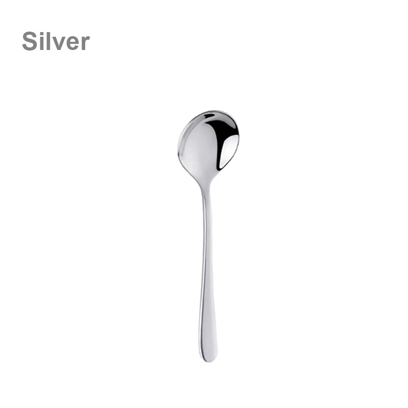 Hemasa Stainless Steel Coffee Tea Spoons /Gold Blue Beautiful Teaspoons/ Mixing Soup Spoon Dinnerware Flatware Christmas Serving Spoon