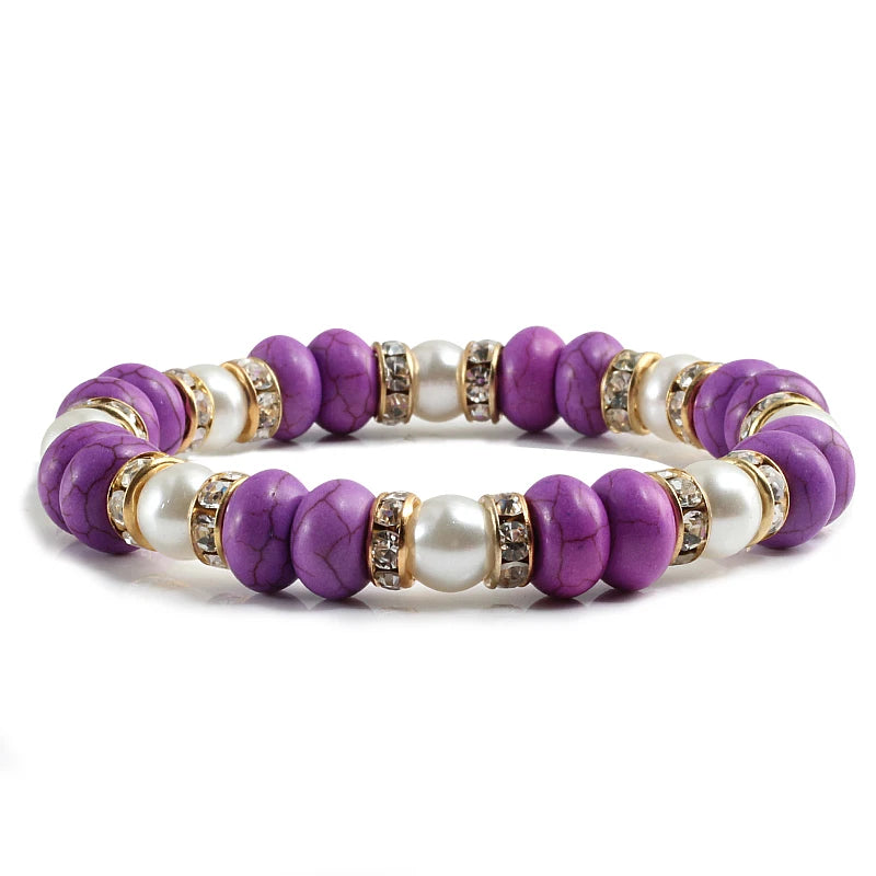 Multicolors Charm Women Beads Bracelets White Crystal Natural Stone Stretch Bracelet Pearl Yoga Jewelry Friendship Gift pulseira