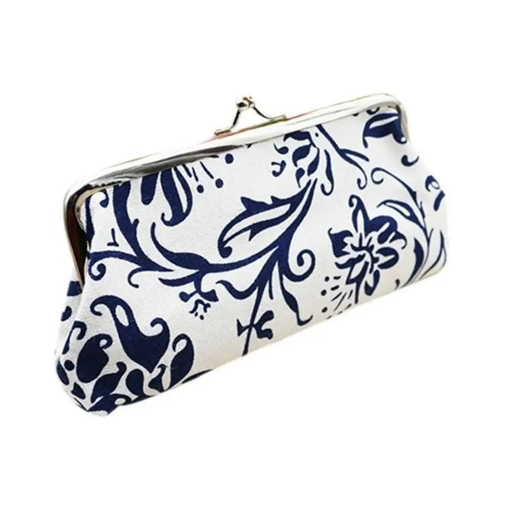 Hemasa  Wallet Ethnic Printed Long Buckles Canvas Wallet ID Card Keys Purse Clutches Bag Girls Coin Purse Makeup Brush Holder