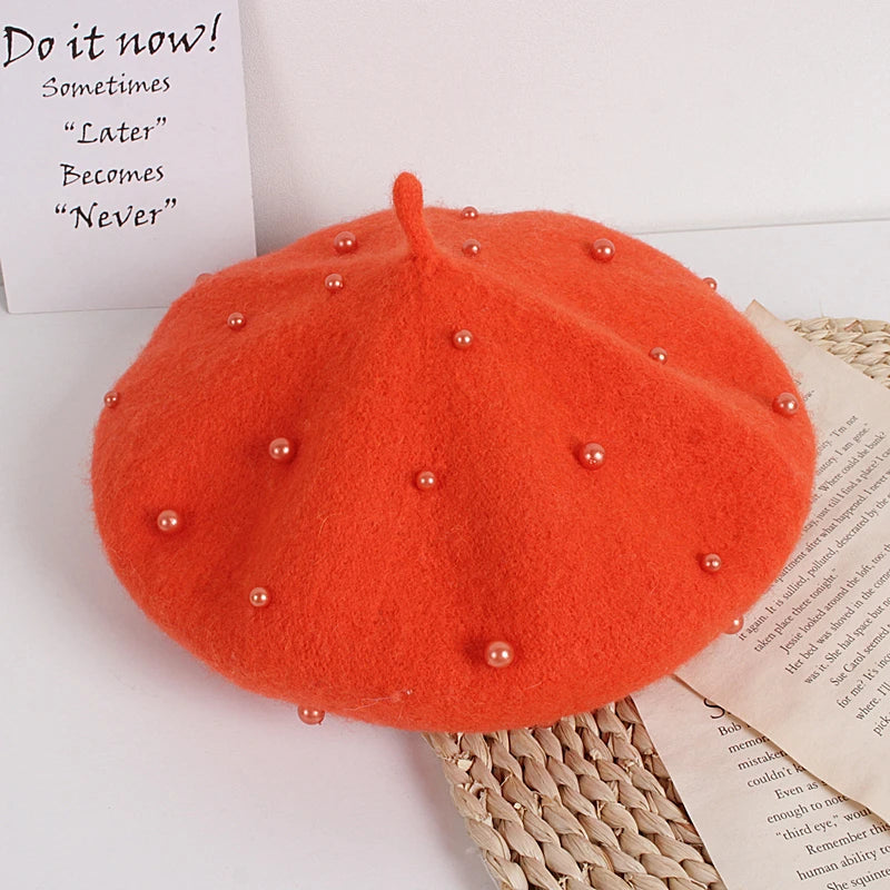 2-6Years Fashion Princess Baby Girls' Lovely Pearl Beret, Multiple Colors Princess Style Hat for Spring Autumn Winter