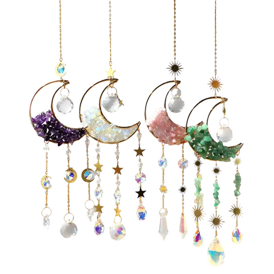 Natural crystal handmade hanging moon sun catcher crystal sun catchers hanging suncatcher