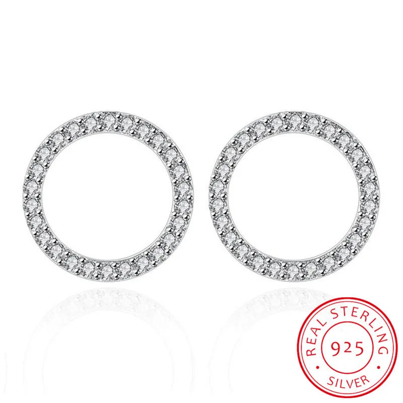 925 Sterling Silver Geometric Star Heart Square Mosaic Zirconia Stud Earrings For Women Silver 925 Jewelry S-E539