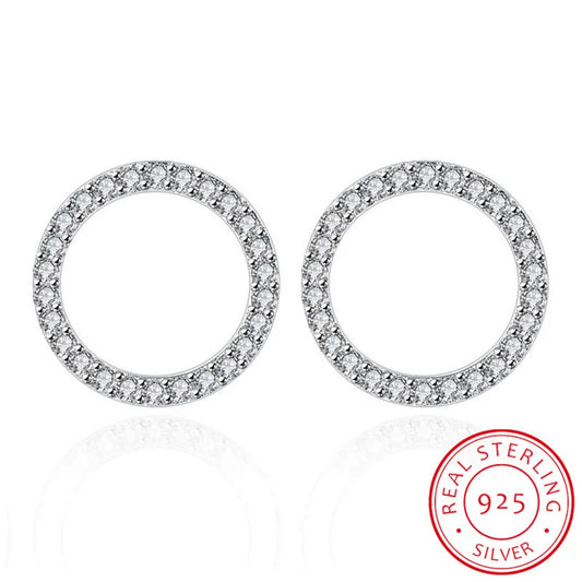 925 Sterling Silver Geometric Star Heart Square Mosaic Zirconia Stud Earrings For Women Silver 925 Jewelry S-E539
