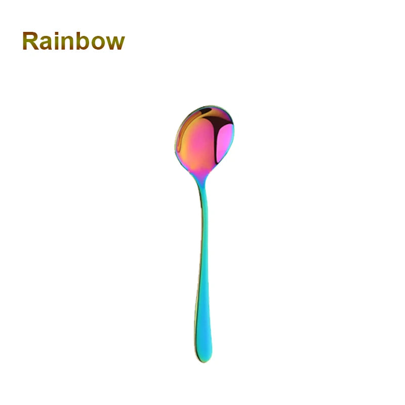 Hemasa Stainless Steel Coffee Tea Spoons /Gold Blue Beautiful Teaspoons/ Mixing Soup Spoon Dinnerware Flatware Christmas Serving Spoon