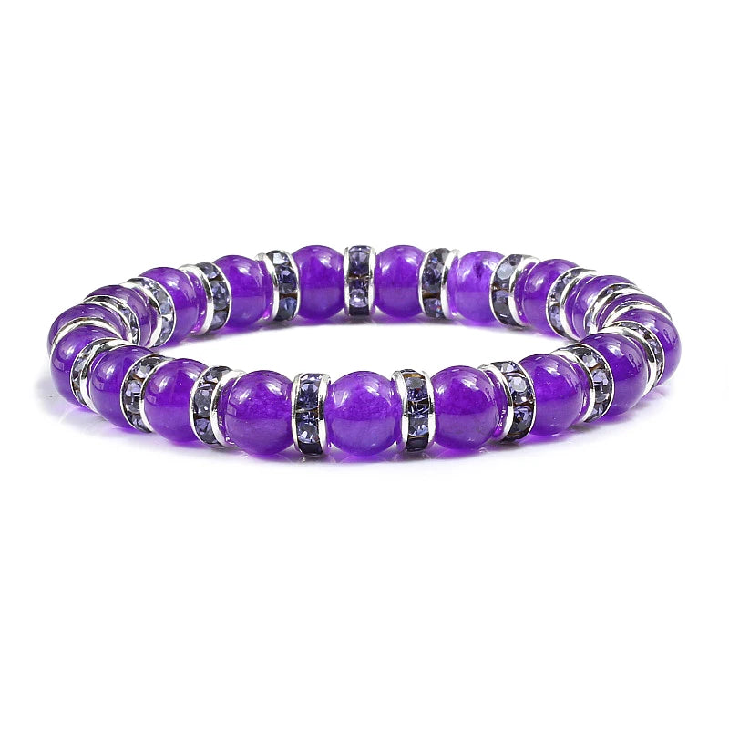 Fashion Natural Stone Chalcedony Bracelets Charm Elastic Beads Bracelet Pulseira for Women Yoga Prayer Energy Jewelry Gifts