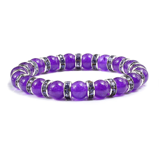 Fashion Natural Stone Chalcedony Bracelets Charm Elastic Beads Bracelet Pulseira for Women Yoga Prayer Energy Jewelry Gifts