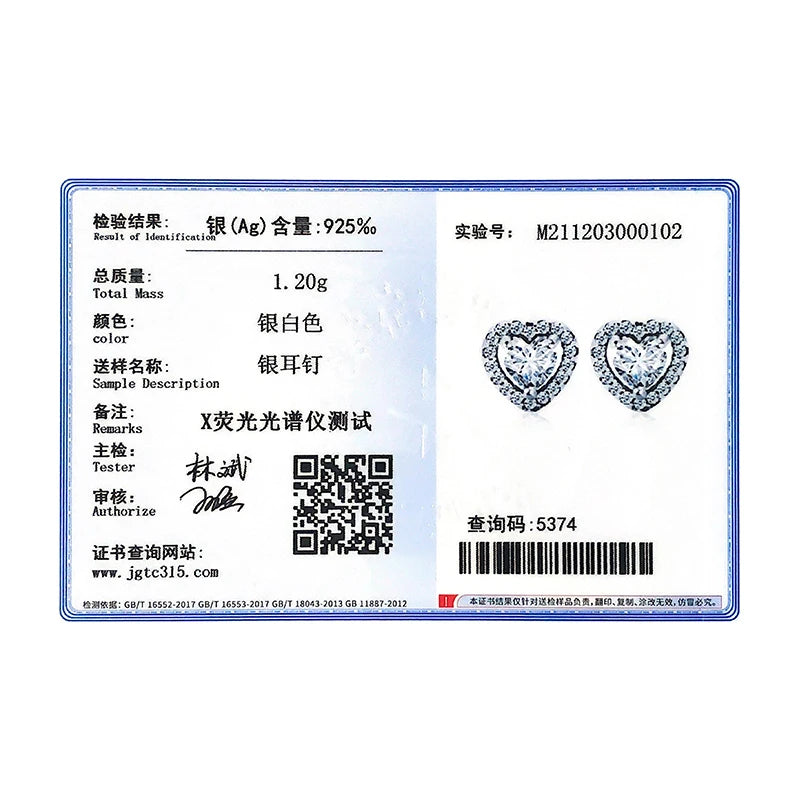 Modian Dazzling 925 Sterling Silver Clear CZ Heart Fashion Stud Earrings for Women Charm Wedding Statement Silver Fine Jewelry
