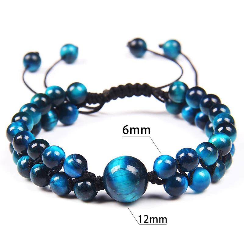 Tejesa Double Layer Handmade Braided Bracelet Buddha Natural Tiger Eye Stone Beads Bracelets For Women Men Wristbands Exquisite Jewelry