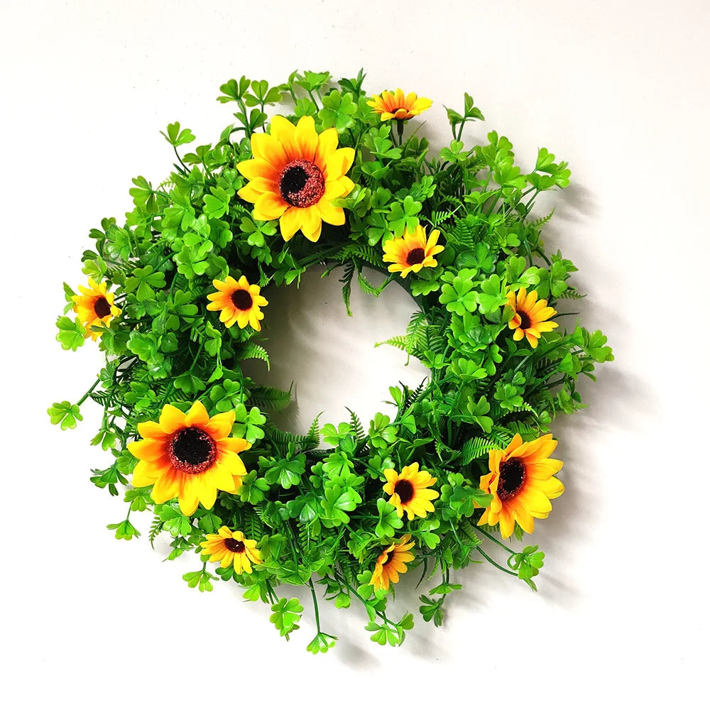 Summer Sunflower Garland Home Decor Artificial Flowers Wreath For House Front Door Decoration Wall Hanging